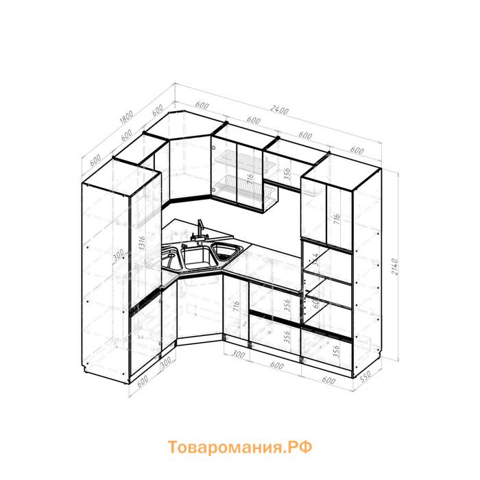 Кухонный угловой гарнитур Амели оптима 2400х1800 Белый/Дуб бунратти/Дуб грей