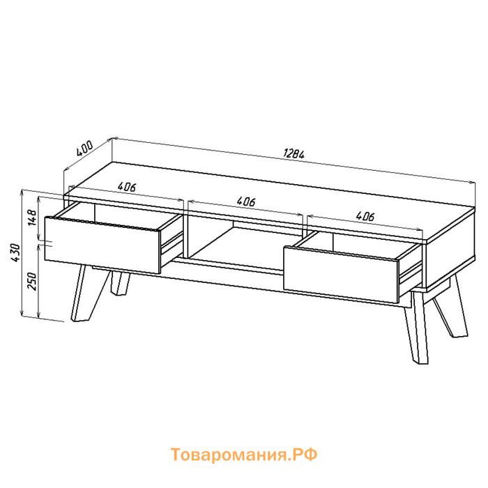 Тумба «Хелен 2208.М1», 1280 × 400 × 430 мм, цвет дуб вотан / бетон чикаго