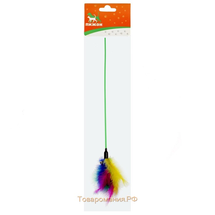 Дразнилка "Перышко" с бубенчиком, 59 см, микс цветов