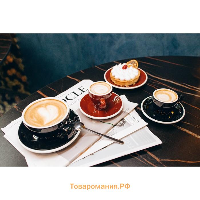 Кофейная пара Magistro Coffee time, чашка 180 мл, блюдце d=14.5 см, фарфор, красная