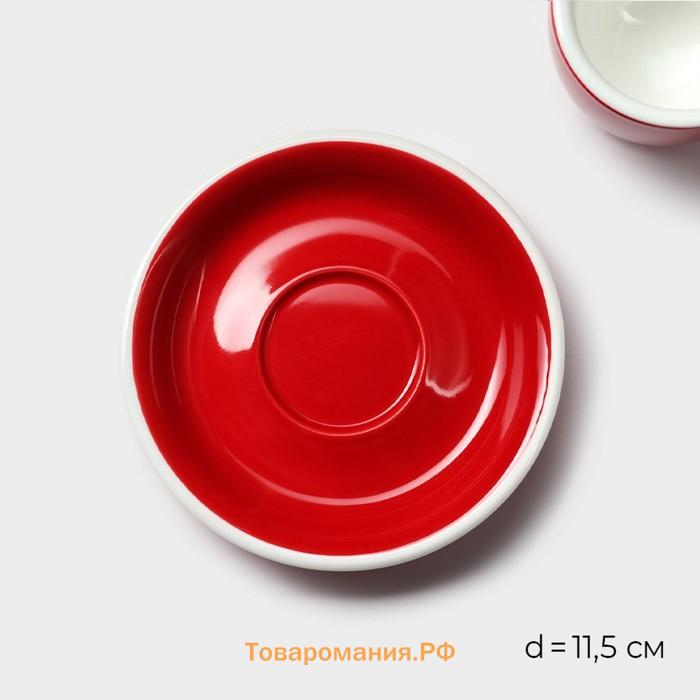 Кофейная пара Magistro Coffee time, чашка 80 мл, блюдце d=11.5 см, фарфор, красная