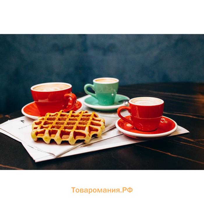 Кофейная пара Magistro Coffee time, чашка 80 мл, блюдце d=11.5 см, фарфор, красная