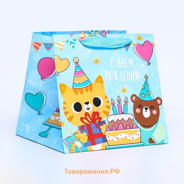 Пакет для торта и коробок, с широким дном «Сладости», 20×20×20 см