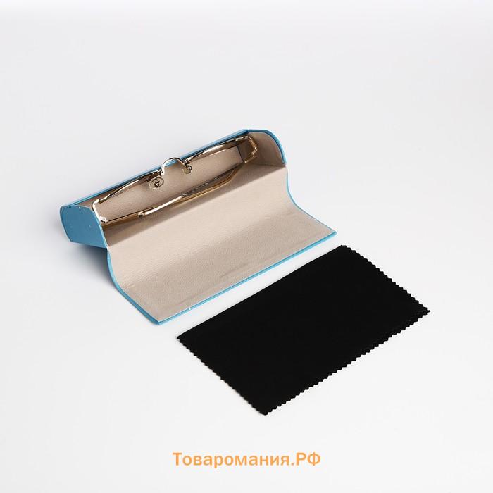 Футляр для очков на магните, длина 15.5 см, с принтом «Белый зайка», голубой