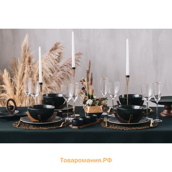 Менажница 3 ячейки Magistro «Галактика», 24.5×24.5×13.5 см, фарфор, чёрная