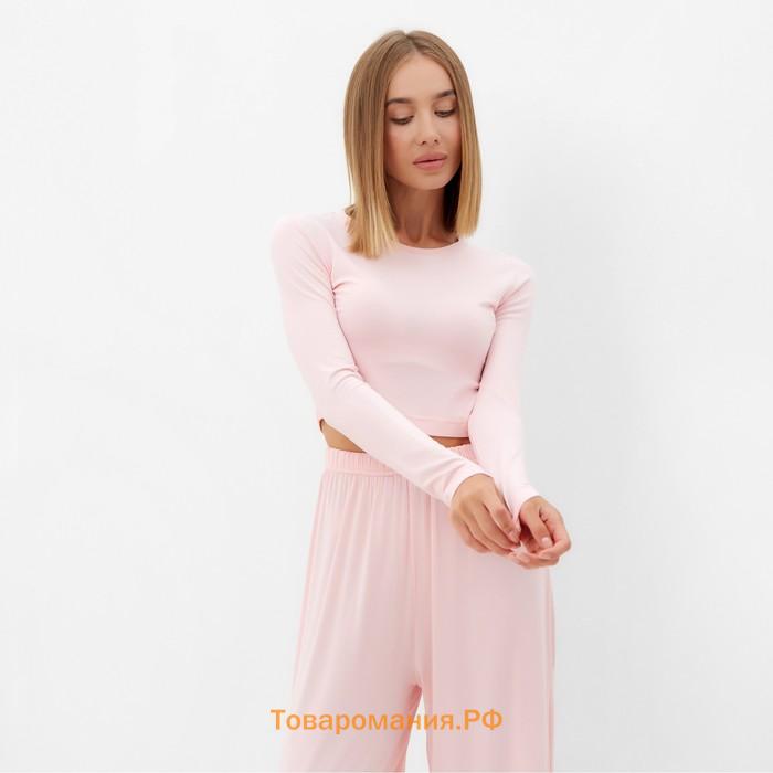 Комплект женский (лонгслив, брюки) MINAKU: Home collection цвет розовый, р-р 48