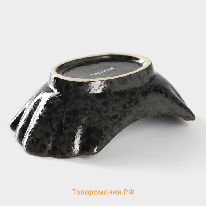 Салатник Magistro «Ночной дождь», 13×8×4.5 см, фарфор, чёрный