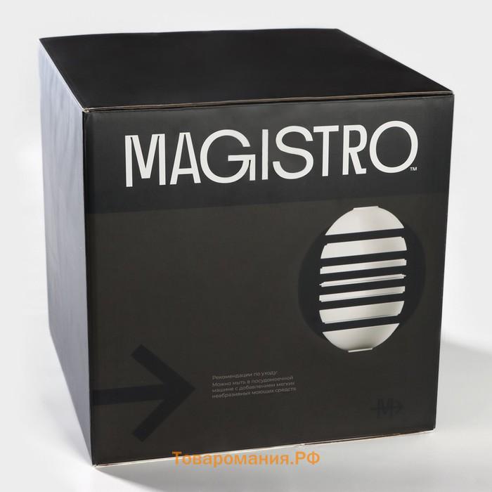 Набор посуды Magistro La palla, 7 предметов: тарелка d=23 см, 2 тарелки d=23.2 см, 2 тарелки 1000 мл, 2 салатника 1000 мл, фарфор, белый