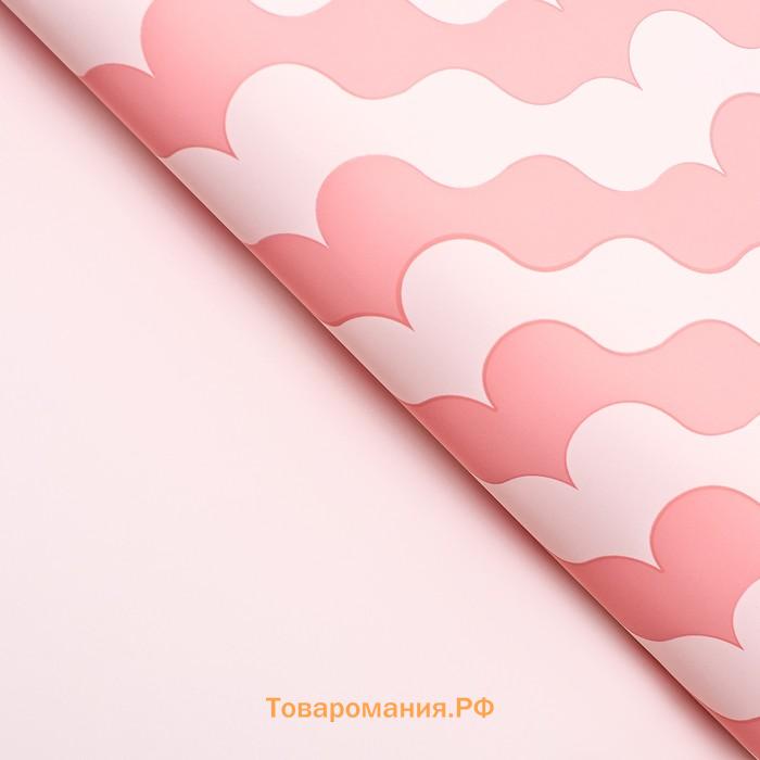Пленка для цветов матовая, «Паттерн любви», 57×56 см, розовый