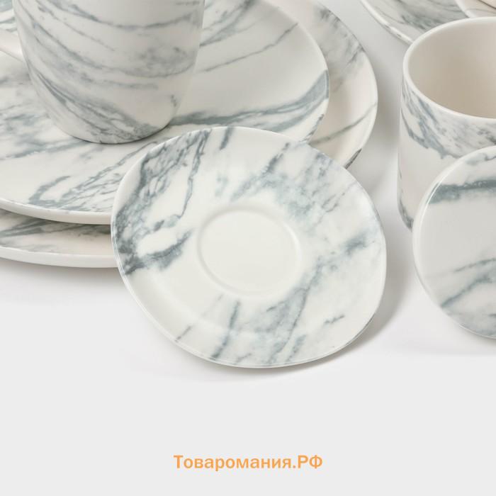 Сахарница Magistro Real Marble, 250 мл, 8,5×9 см, фарфор, белая