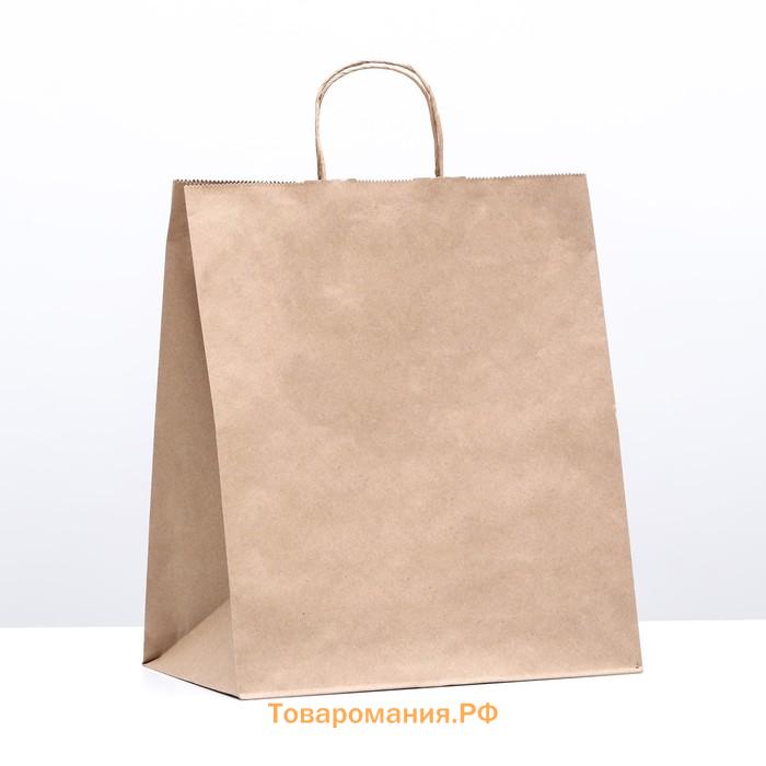 Пакет бумажный крафт 90 г/м², круглая ручка 32×20×37 см