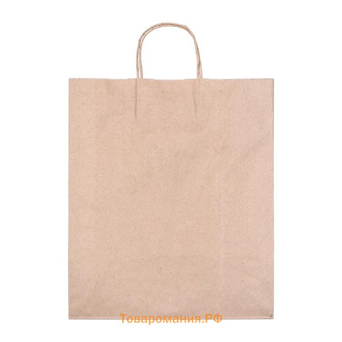 Пакет бумажный крафт 90 г/м², круглая ручка 32×20×37 см