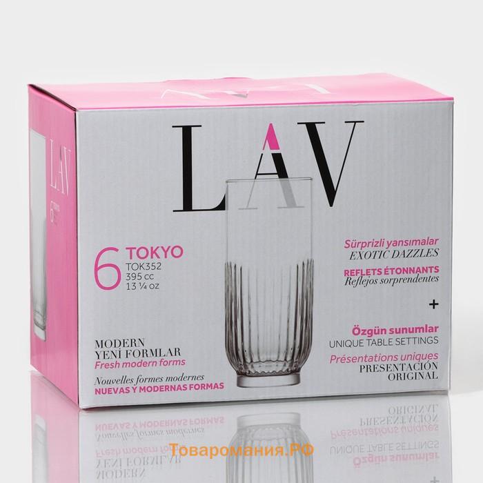 Стаканы Lav «Токио», 395 мл, 6.5×15 см, набор 6 шт., стекло, прозрачные