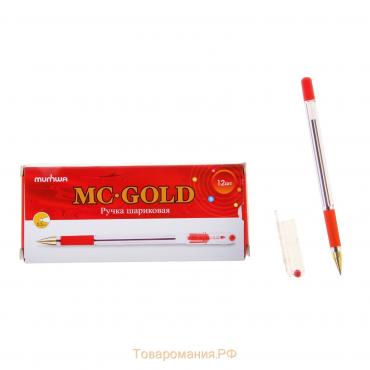 Ручка шариковая MunHwa MC Gold, стержень красный, узел 0.5 мм, грип