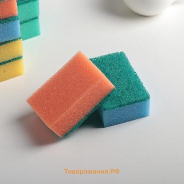 Набор губок для посуды с чистящим слоем  «Макси», 9×6×3.5 см, 10 шт.
