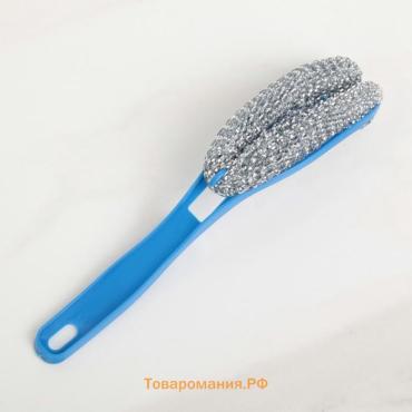 Губка для посуды , с ручкой, металлическая, 24×5×5 см, МИКС
