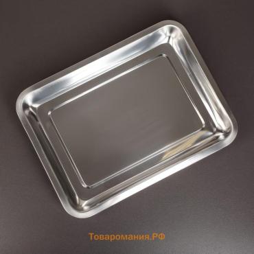 Противень, 35×26×3.5 см, нержавеющая сталь, хромированный