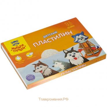 Пластилин 16 цветов 240 гр Мульти-Пульти "Енот на Аляске" со стеком 236490