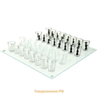 Игра алкогольная «Пьяные шахматы», для взрослых, 32 рюмки, стекло, поле 35×35 см