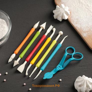 Набор для моделирования кондитерских украшений и ножницы кондитерские для переноски украшений , 6 шт., и форма МИКС