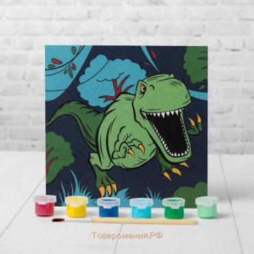 Картина по номерам для детей «Динозавр в джунглях», 15 х 15 см