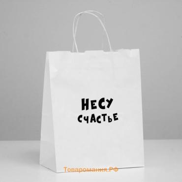 Пакет подарочный «Несу счастье », 24×14×28 см