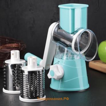 Овощерезка механическая Mandoline Slicer, 3 насадки, цвет зелёный