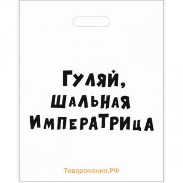 Пакет с приколами, полиэтиленовый с вырубной ручкой «Гуляй шальная императрица», 20 х 30 см, 35 мкм