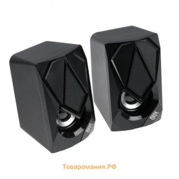 Компьютерные колонки 2.0 Qumo Mask AS004, 2х5 Вт, USB, RGB подсветка, чёрные