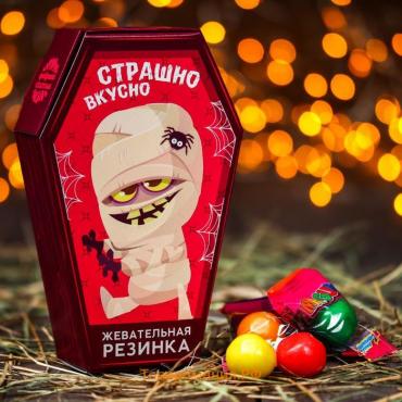 Хэллоуин Жевательная резинка «Страшно вкусно»: со вкусом тутти-фрутти, 47 г.