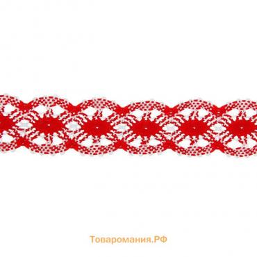 Тесьма плетёная, в рулоне 20 м., красно-белая