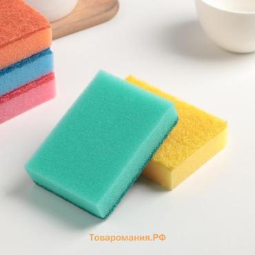 Набор губок для посуды с чистящим слоем  «Супер», 10×7×2.5 см, 5 шт.