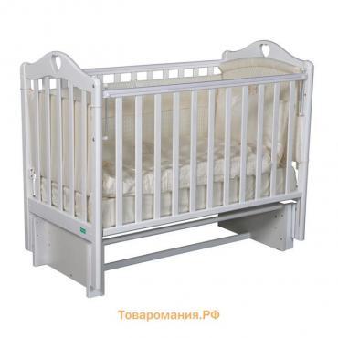 Кроватка Polly Plus, автостенка, универсальный маятник, цвет белый