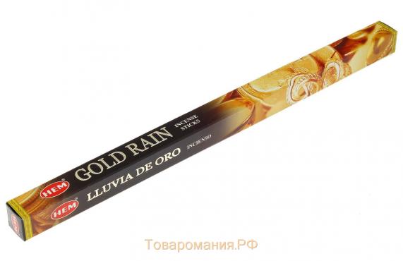 Благовония HEM "Gold Rain. Золотой Дождь", 8 палочек в упаковке, четырёхгранник