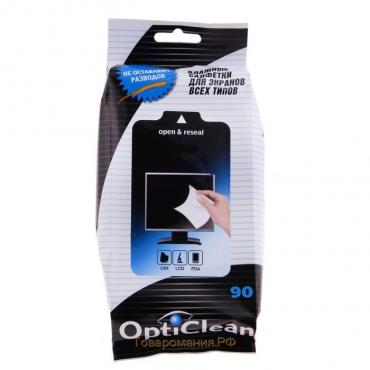 Влажные салфетки OptiClean, для экранов, 90 шт