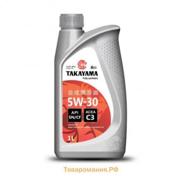 Масло Takayama 5W-30 API SN/СF C3, синтетическое, пластик, 1 л