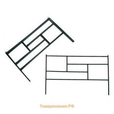 Ограждение декоративное, 45 × 335 см, 5 секций, металл, зелёное, «Плитка»