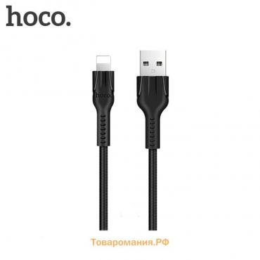 Кабель Hoco U31, Lightning - USB, 2.4 А, 1 м, нейлоновая оплетка, черный