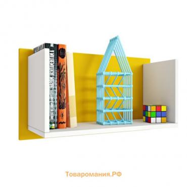 Полка книжная Polini kids Mirum 5L 600, цвет белый/жёлтый