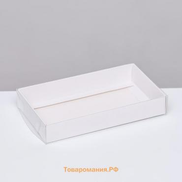 Кондитерская упаковка, белая с PVC крышкой, 18 х 10 х 3 см