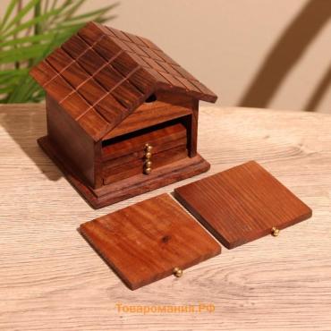 Подставки под горячее, 6 шт, 11×11×10 см, дерево шишам
